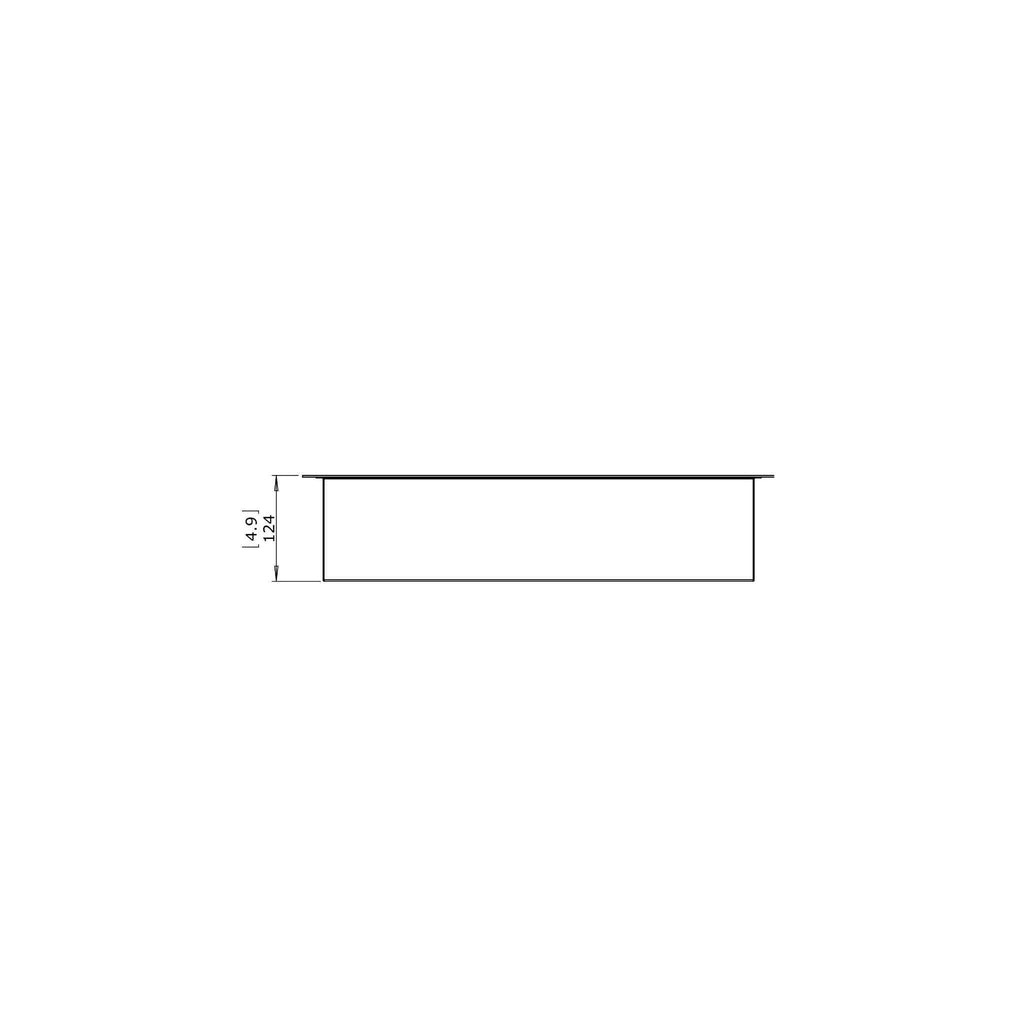 Side profile technical drawing of the EcoSmart Fire XL500 Ethanol Burner showing a height dimension of 124mm.