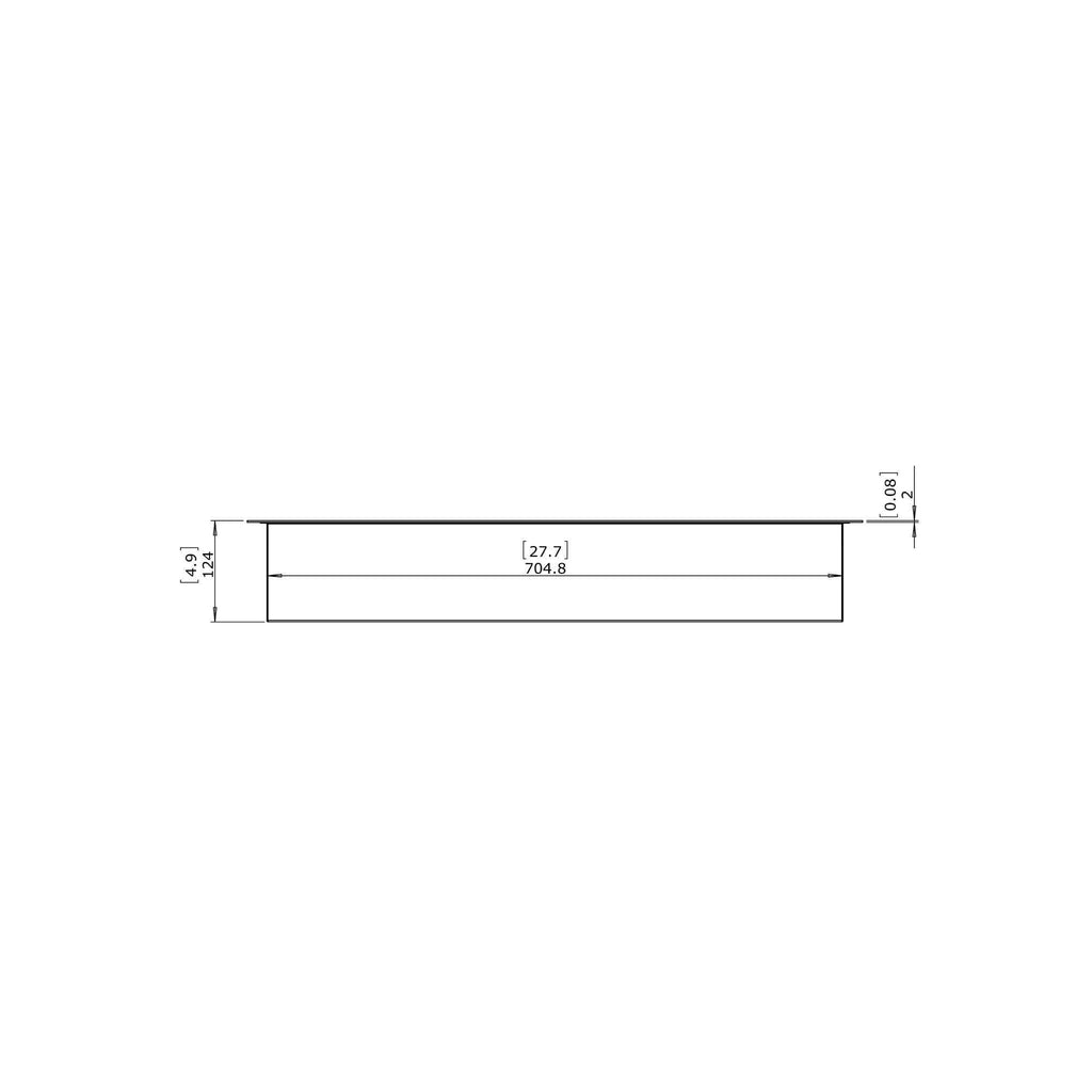 Technical line drawing of the EcoSmart Fire XL700 Ethanol Burner showing side profile dimensions in millimetres.