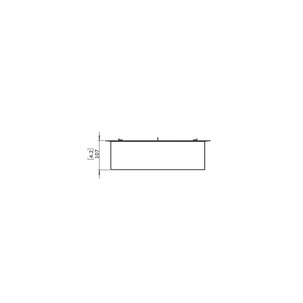 Technical line drawing of the EcoSmart Fire XS340 Ethanol Burner showing side profile dimensions of 107mm.